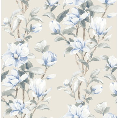 Magnolia Trail Linen & French Blue Wallpaper